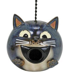Nature's Garden - Grey Cat Hanging Birdhouse